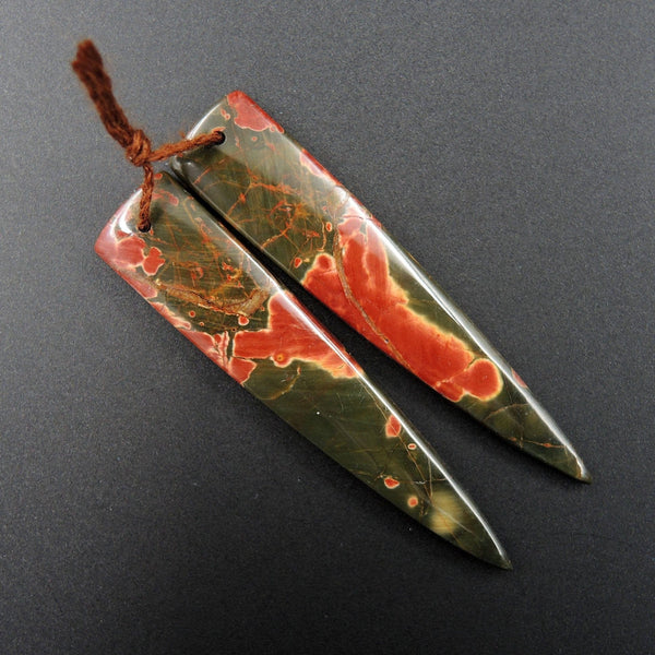 Natural Red Creek Jasper Earring Pair Cabochon Cab Pair Drilled Dagger Matched Earrings Bead Pair E2020