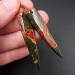 Natural Red Creek Jasper Earring Pair Cabochon Cab Pair Drilled Dagger Matched Earrings Bead Pair E2020