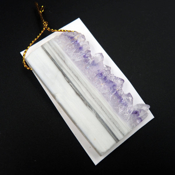 Natural Amethyst Stalactite Slice Pendant Cabochon Cab Side Drilled Pendant P180