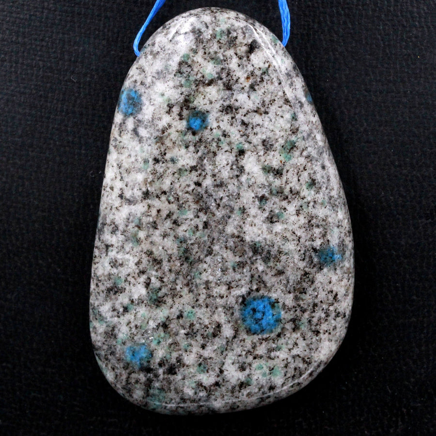 Large Rare K2 Top Drilled Pendant Natural Blue Azurite in Quartz Granite Real Genuine K2 Pendants from Pakistan Afghanistan