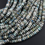 Rare Real Genuine K2 Beads 6mm Rondelles Natural Blue Azurite in Quartz Granite Smooth Polished Rondelle Beads 16" Strand