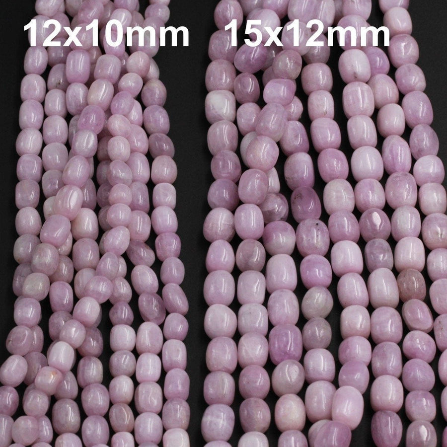 Natural Kunzite Beads Polished Smooth Long Rectangle Barrel Drum Nuggets Soft Pastel Purple Pink Violet Purple Gemstone Beads 16" Strand