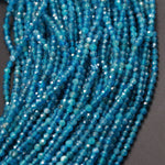 Micro Faceted Tiny Small Natural Blue Apatite Round Beads 2mm Faceted 3mm Faceted Round Beads Laser Diamond Cut Gemstone 16" Strand