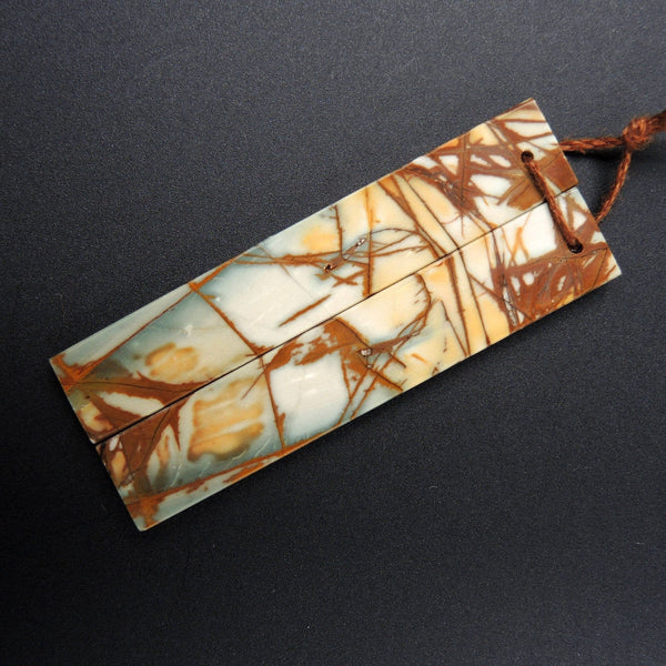 Natural Red Creek Jasper Earring Pair Supple Long Flat Rectangle Cabochon Cab Pair Drilled Matched Earrings Bead Pair E2006