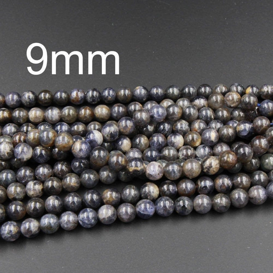 Natural Iolite 8mm Round Beads Blue Iolite 7mm 8mm Round Beads Polished Plain Round Iolite  9mm Round Beads 11mm Round Beads 16" Strand