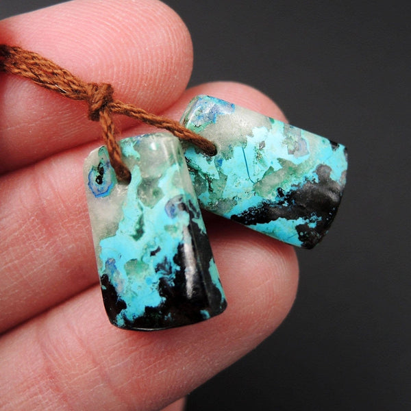 Natural Shattuckite Earring Pair Cabochon Cab Pair Drilled Matched Earrings Bead Pair Natural Stone E1982