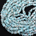 Genuine 100% Natural Blue Larimar Beads Freeform Rondelle Nuggets Large Chunky Center Dilled Freeform Chip Real Larimar Stone 16" Strand