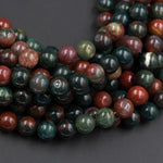 Natural Bloodstone 8mm Round Beads Smooth Plain Polished Round Beads 16" Strand