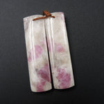 Natural Pink Tourmaline in Quartz Rectangle Cabochon Cab Pair Drilled Matched Earring Pair E336