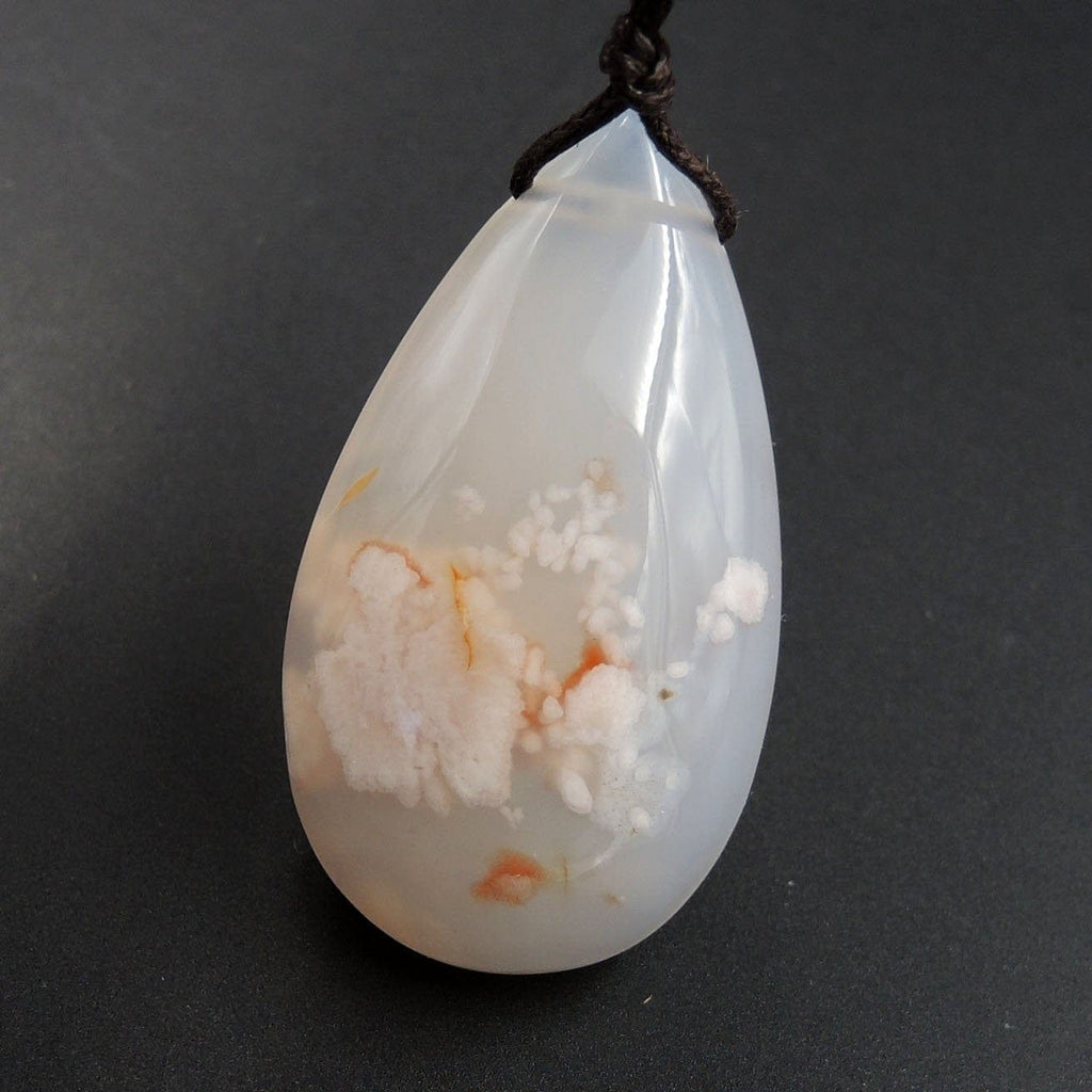 Cherry Blossom Agate Pendant Side Drilled Teardrop Natural Stone Pendant P1568