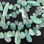 Gemmy! Natural Australian Chrysoprase Beads Side Drilled Freeform Teardrop Drop Nugget Focal Bead Pendant Statement Necklace 16" Strand