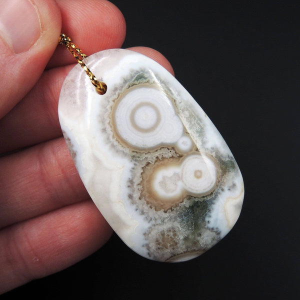 Natural Ocean Jasper Pendant Orange Pink Green White Drilled Pendant P1056