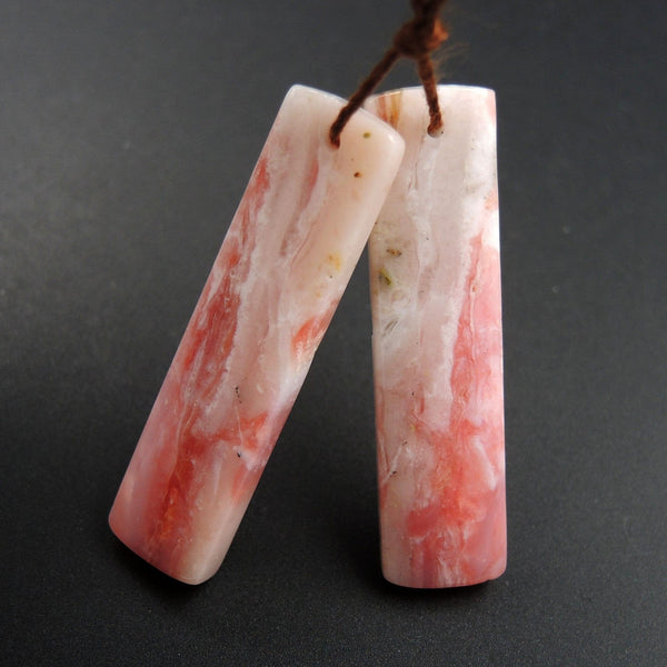 Pink Opal Earring Pair Rectangle Cabochon Cab Pair Drilled Matched Earrings Natural Bead Pair E2814