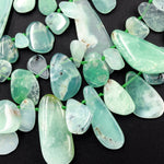 Gemmy! Natural Australian Chrysoprase Beads Side Drilled Freeform Teardrop Drop Nugget Focal Bead Pendant Statement Necklace 16" Strand