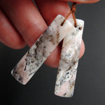 Pink Opal Earring Pair Rectangle Cabochon Cab Pair Drilled Matched Earrings Natural Bead Pair E2811