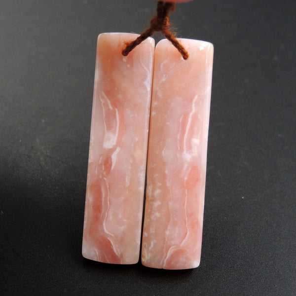 Pink Opal Earring Pair Rectangle Cabochon Cab Pair Drilled Matched Earrings Natural Bead Pair E2812