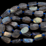 Organic Cut Rough Raw Unpolished Matte Natural Labradorite Beads Oval Nuggets Flashy Labradorite 16" Strand