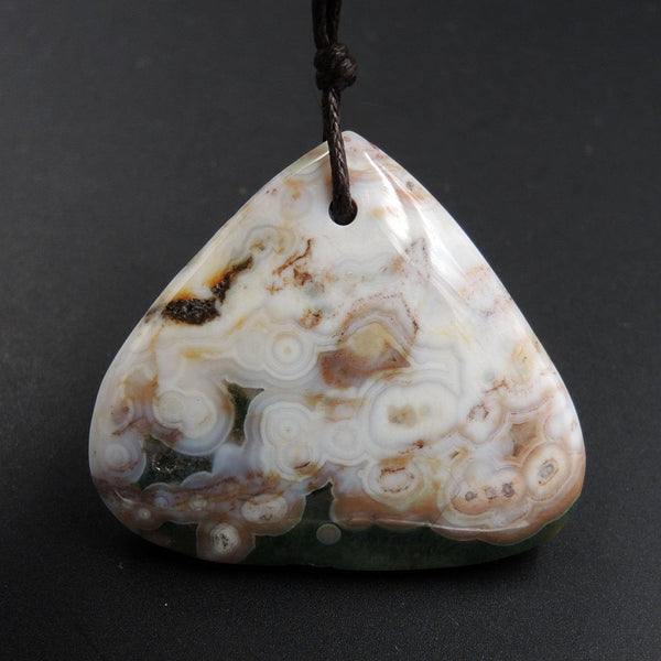 Ocean Jasper Pendant Natural Ocean Jasper Pendant Orange White Grey Green Side Drilled Pendant P1543