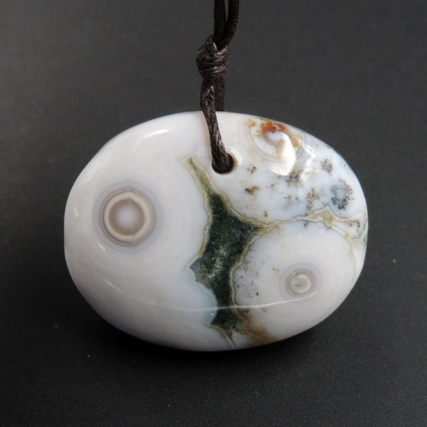 Ocean Jasper Pendant Natural Ocean Jasper Pendant Orange White Grey Green Side Drilled Pendant P1541