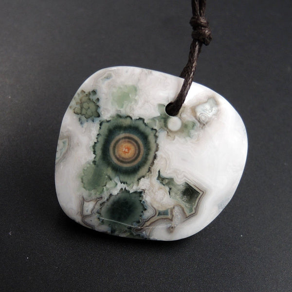 Ocean Jasper Pendant Natural Ocean Jasper Pendant Orange White Grey Green Side Drilled Pendant P1539