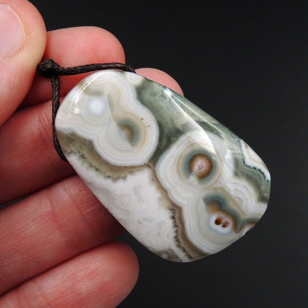 Ocean Jasper Pendant Natural Ocean Jasper Pendant Orange White Grey Green Side Drilled Pendant P1528