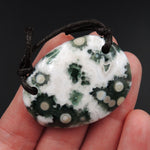 Ocean Jasper Pendant Natural Ocean Jasper Pendant Yellow Orange White Grey Green Drilled Two Hole Pendant P1523