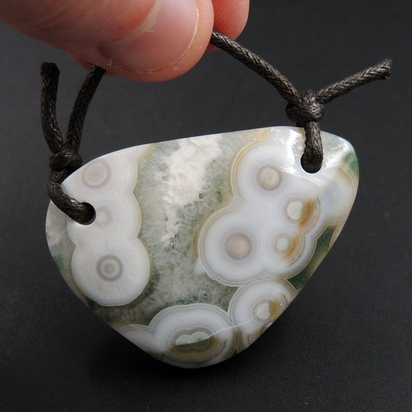 Ocean Jasper Pendant Natural Ocean Jasper Pendant Yellow Orange White Grey Green Drilled Two Hole Pendant P1517