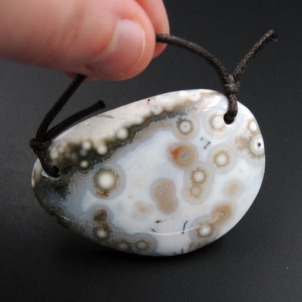 Ocean Jasper Pendant Natural Ocean Jasper Pendant Yellow Orange White Grey Green Drilled Two Hole Pendant P1515
