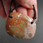 Ocean Jasper Pendant Natural Ocean Jasper Pendant Yellow Orange White Grey Green Drilled Two Hole Pendant P1522