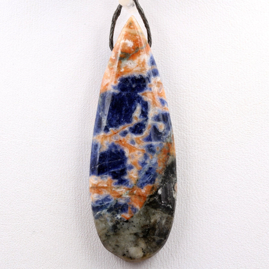 Orange Sodalite Pendant Natural Stone Teardrop Pendant Side Drilled Multicolor Blue Orange Sodalite Gemstone Bead
