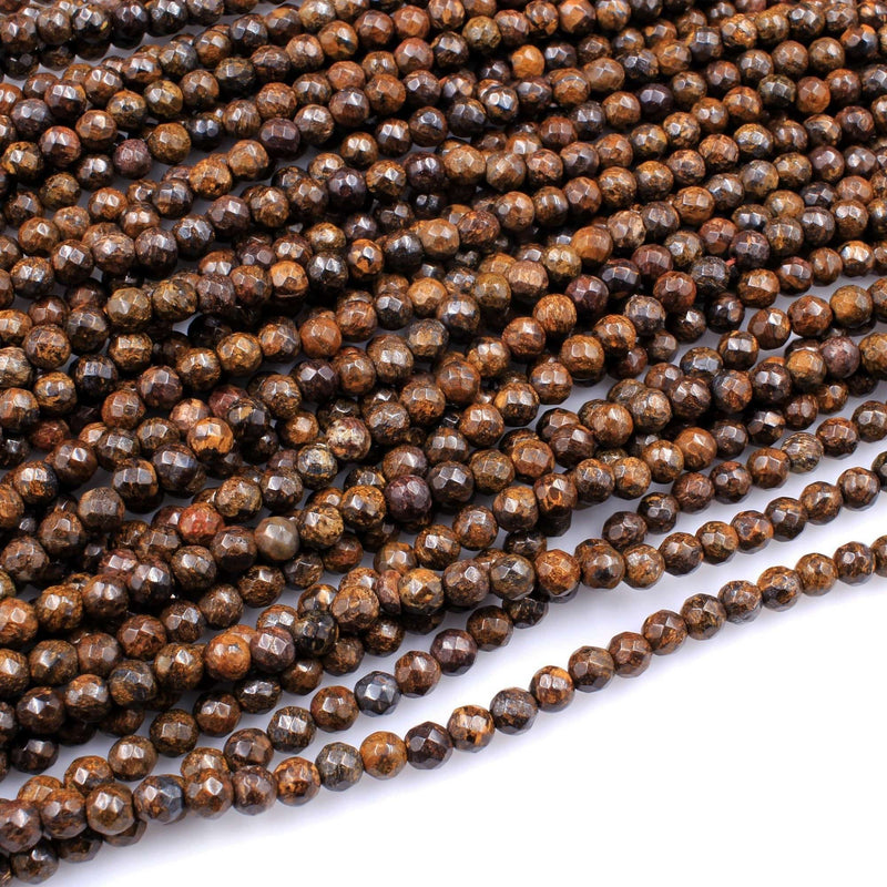 Natural Bronzite Beads Faceted 4mm Round High Quality A Grade 16" Strand