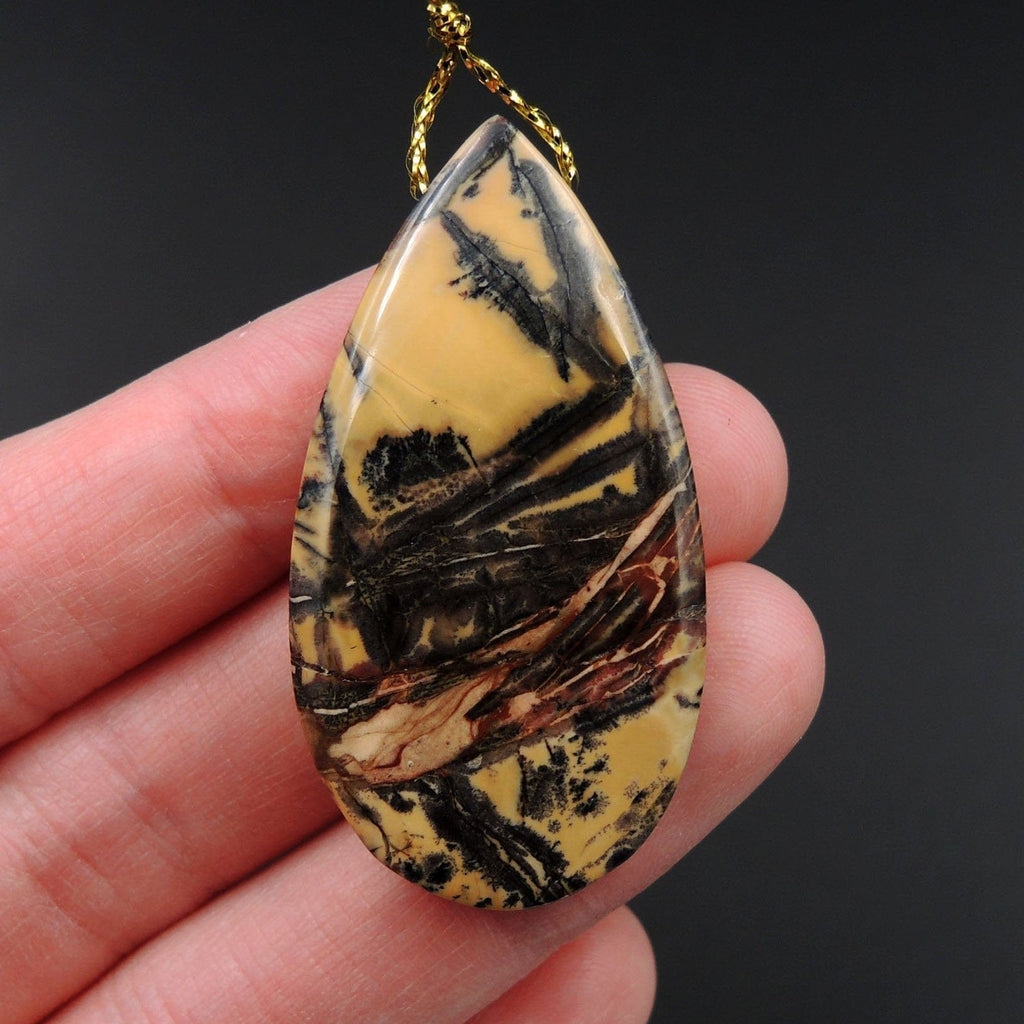 Natural Utah Black Feather Jasper Pendant Side Drilled Triangle Pendant Focal Bead Natural American Jasper Pendant P1482