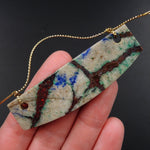 From the Old Arizona Copper Mine~ Natural Copper in Chrysocolla W Azurite Matrix Drilled Long Sheild Saddle Locket Pendant P2082