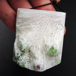 Natural Red Ruby Gemstone in Pristine White Quartz  Green Chrome Diopside Druzy Drusy Pendant Drilled Designer Pendant P2075