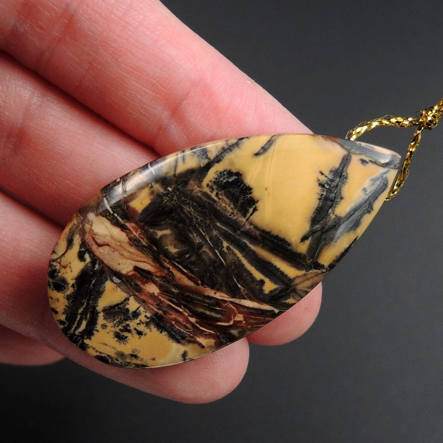 Natural Utah Black Feather Jasper Pendant Side Drilled Triangle Pendant Focal Bead Natural American Jasper Pendant P1482