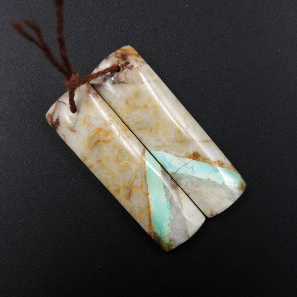 Natural Turquoise From Royston Nevada Cabochon Cab Pair Drilled Matched Earrings Bead Pair E1871