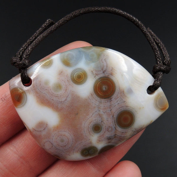 Ocean Jasper Pendant Natural Ocean Jasper Pendant Orange White Grey Green Drilled Two Hole Pendant P2056