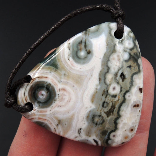 Ocean Jasper Pendant Natural Ocean Jasper Pendant Orange White Grey Green Drilled Two Hole Pendant P2055