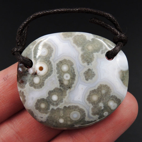 Ocean Jasper Pendant Natural Ocean Jasper Pendant Red White Grey Green Drilled Two Hole Pendant P2047