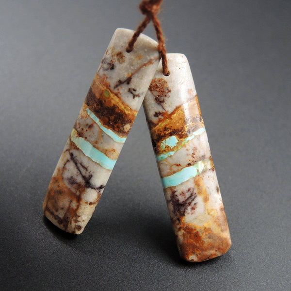 Natural Turquoise From Royston Nevada Cabochon Cab Pair Drilled Matched Earrings Bead Pair E1861