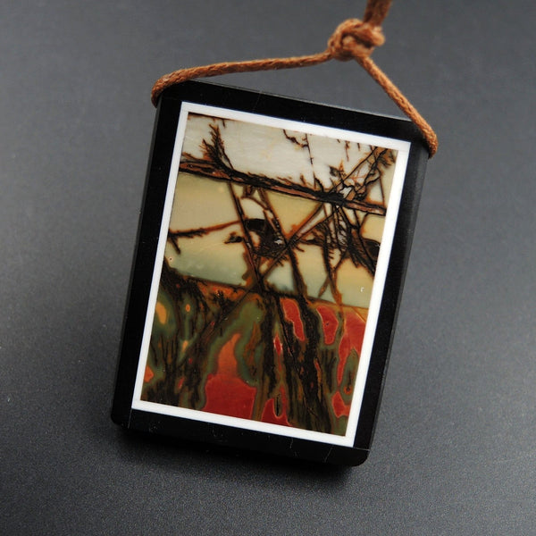 Intarsia Pendant Natural Red Creek Jasper W Black Onyx Inlay Side Drilled Rectangle Pendant Multi Color Picasso Jasper Picture Frame P1461
