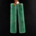 Drilled Natural Green Jade Earring Pair Rectangle Cabochon Cab Pair Matched Gemstone Earrings Bead Pair