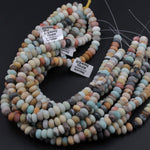 Matte Amazonite 10mm x 6mm Rondelle A Grade Matte Natural Multi Color Multicolor Amazonite Blue Green Red Yellow Black Brown Bead 16" Strand