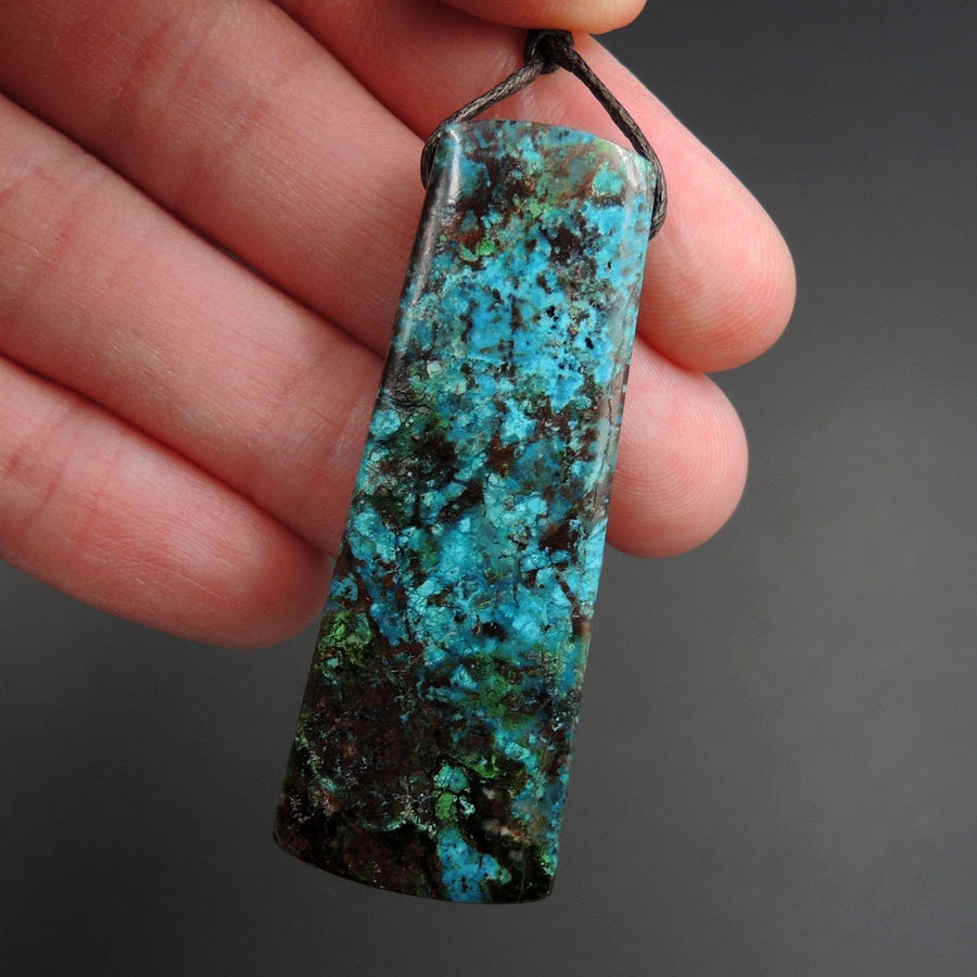 Parrot Wing Chrysocolla Pendant Sill Drilled Natural Chrysocolla Stone From Mexico Trapezoid Pendant Bead One of a Kind Pendant P1439