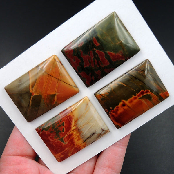 Undrilled Natural Red Creek Jasper Pendant Cabochon Set Rectangle Cab Pendant Bead Picasso Jasper Cherry Creek Jasper Pendant Set C335