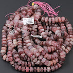 Natural Strawberry Lepidocrocite Quartz Matte Rondelle Disc Wheel Thick Nugget Beads Center Drilled Large Coin Pink Red Gemstone 16" Strand