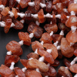 Hessonite Garnet Nugget Matte Finish Large Raw Rough Organic Orange Brown Garnet Freeform Hand Cut Tumbled Irregular Chip Nuggets 18" Strand