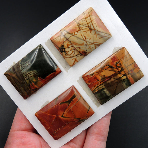Undrilled Natural Red Creek Jasper Pendant Cabochon Set Rectangle Cab Pendant Bead Picasso Jasper Cherry Creek Jasper Pendant Set C339