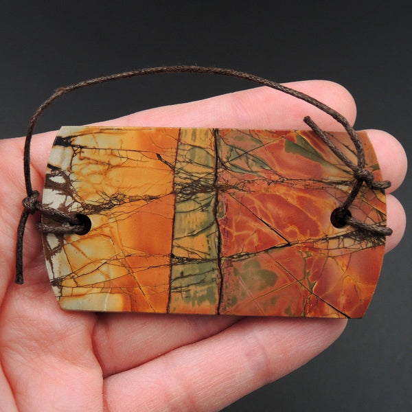 Red Creek Jasper Pendant Cherry Creek Jasper Pendant Multicolor Picasso Jasper Natural Stone Pendant Two Hole Drilled Pendant P1423