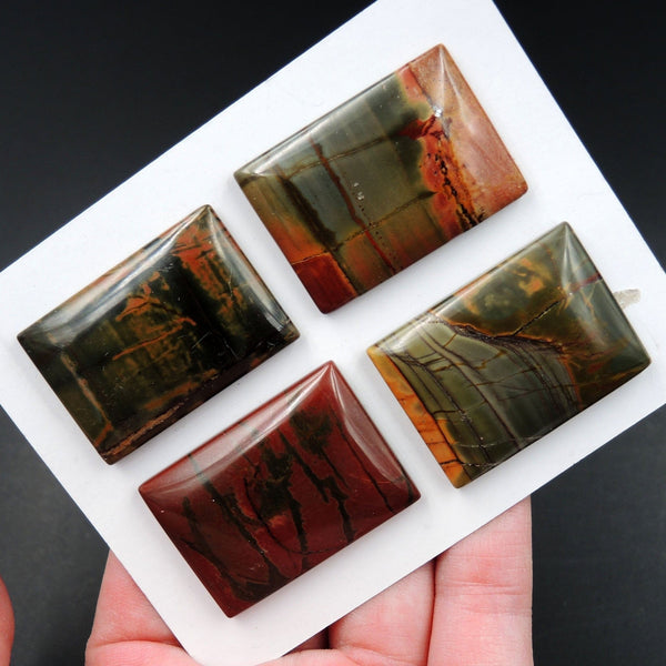 Undrilled Natural Red Creek Jasper Pendant Cabochon Set Rectangle Cab Pendant Bead Picasso Jasper Cherry Creek Jasper Pendant Set C334